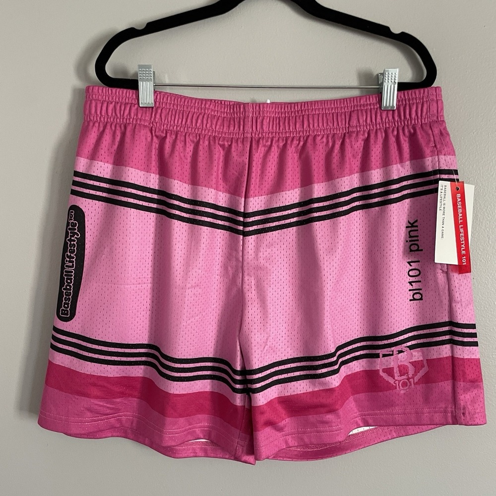 NWT - Baseball Lifestyle 101 B101 Pink Crayon Shorts Adult Size Large